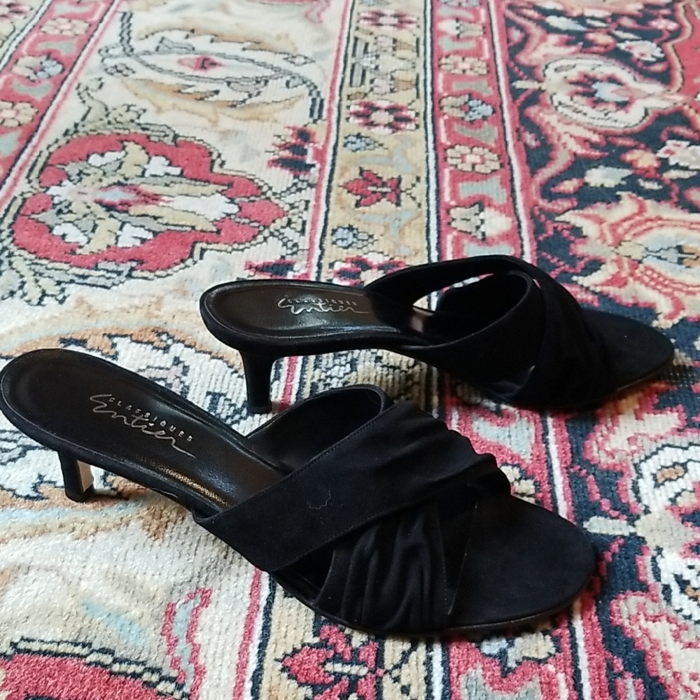 CLASSIQUES ENTIER Vintage Y2K Suede Criss Cross Slide Black 8 Narrow NWT